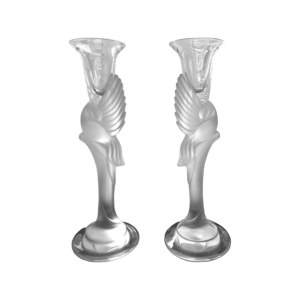 Crystal glass candlesticks, Faberge Company, 20th century.