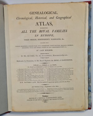Genealogický, historický a zeměpisný atlas královských rodů v Evropě / Genealogical, Chronological, Historical, and Geographical Atlas Exibiting all the Royal Families in Europe, vyd. 1801
