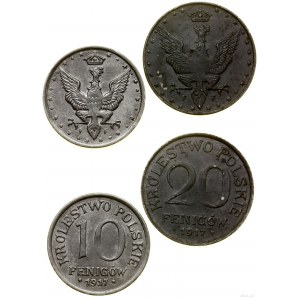 Polska, zestaw: 10 i 20 fenigów, 1917, Stuttgart