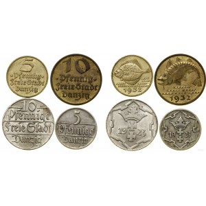 Polska, zestaw: 2 x 5 fenigów (1923 i 1932) i 2 x 10 fenigów (1923 i 1932), Berlin