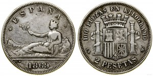 Spain, 2 pesetas, 1869