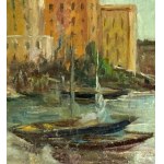 ANGELA CARUGATI, Vista sul fiume con barche - Angela Carugati