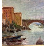 ANGELA CARUGATI, Vista sul fiume con barche - Angela Carugati