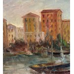 ANGELA CARUGATI, Vista sul fiume con barche - Angela Carugati