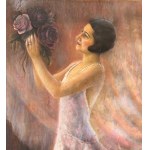 ANONIMO, Elegant woman with a bouquet of flowers