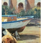 PARLATO, Paesaggio marino con barche sulla riva - PARLATO