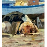 PARLATO, Paesaggio marino con barche sulla riva - PARLATO