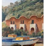 PARLATO, Paesaggio marino con barche sulla riva - PARLATO