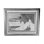 Maternal scene with a landscape