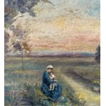 ANONIMO, countryside landscape with a figure
