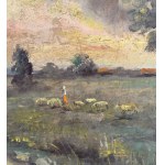 ANONIMO, countryside landscape with a figure