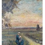 ANONIMO, countryside landscape with a figure