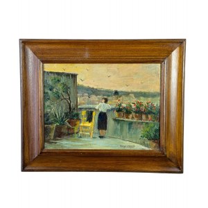 ANGELA CARUGATI, Femme sur une terrasse - Angela Carugati (1881 - 1977)