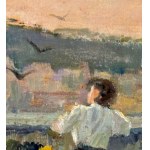 ANGELA CARUGATI, Femme sur une terrasse - Angela Carugati (1881 - 1977)