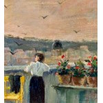 ANGELA CARUGATI, Femme sur une terrasse - Angela Carugati (1881 - 1977)
