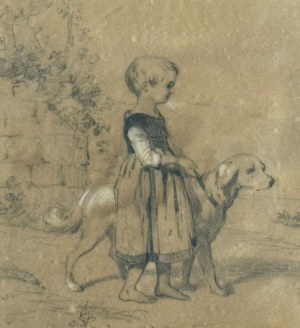 UNIDENTIFIED SIGNATURE, Girl with a dog