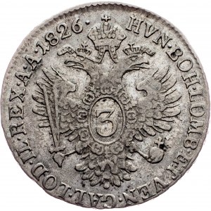 Franz I. (II.), 3 Kreuzer 1826, E, Karlsburg