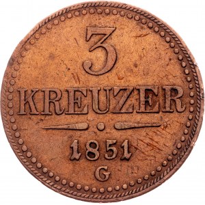 Franz Joseph I., 3 Kreuzer 1851, G