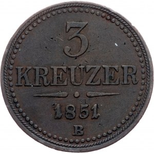 Franz Joseph I., 3 Kreuzer 1851, B