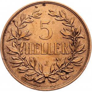 Nemecká východná Afrika, 5 Heller 1908, J