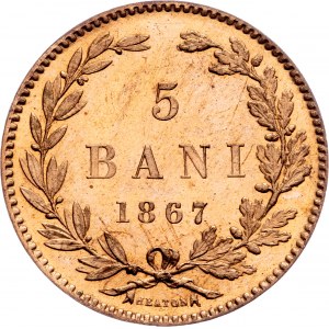 Romania, 5 Bani 1867, Heaton