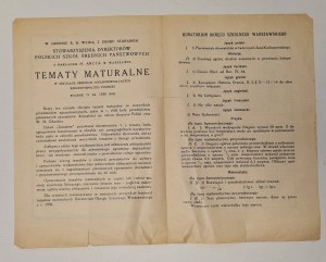MATURAL THEMES in secondary and general schools of the Republic of Poland 1930