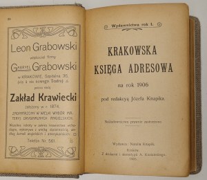 Knapik Józef ed.- Cracow address book for the year 1906. Cracow. Publications year 1