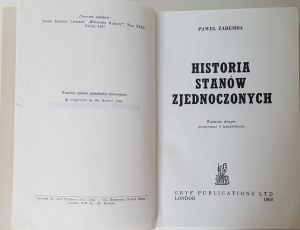 ZAREMBA Paweł - HISTORIA STANÓW ZJEDNOCZONYCH, Londyn 1968