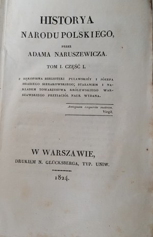 NARUSZEWICZ ADAM - HISTORY OF THE POLISH NATION Volume I. Part I-II [first edition 1824].