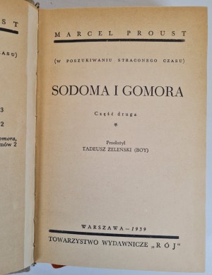 PROUST Marcel - SODOMA I GOMORA Druhý díl ve 3 svazcích Hledání ztraceného času Wyd. RÓJ wyd.1939