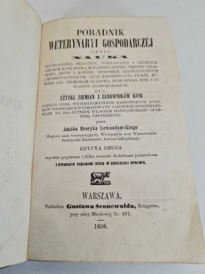 Lewandowski - Poradnik Weterynaryi Gospodarczy Varšava 1858