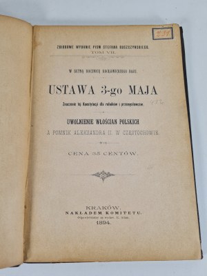 BUSZCZYŃSKI Stefan - USTAWA 3-GO MAJA znaczenie tej konstytucji dla rolników i przemysłowców Wyd. 1845