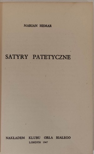 HEMAR Marian - PATETICKÉ SATIRY Londýn 1947