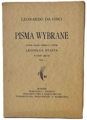 Leonardo da Vinci - Pisma wybrane sv. 1-2. Výběr, uspořádání, překlad a úvod Leopold Staff, Varšava - Krakov 1913.