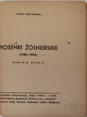 PASTERNAK Leon - SOLDIERS' PIOSENKI (1940-1944)