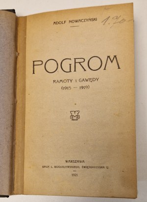 NOWACZYŃSKI Adolf - POGROM RAMOTY AND GAWĘDY Edition 1921