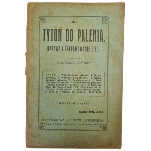 SOWIŃSKI S. - Tabac à brûler et préparation des feuilles, éd. 1919