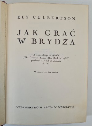 CULBERSTON Ely - JAK HRAJÍ BRIDGE, vydáno 1935