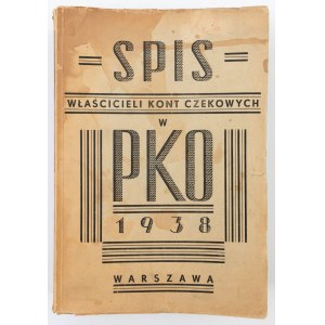 SPIS WŁAŚCICIELI KONT CZEKOWYCH w PKO, Warszawa, 1938