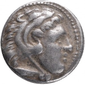 KINGS of MACEDON. Alexander III. The Great.(336-323 BC). AR Drachm ,Miletus mint. Obv: Head of Heracles right, wearing lion skin headdress, paws tied before neck,Rev: ΑΛΕΞΑΝΔΡΟΥ, Zeus seated left on backless throne, right leg drawn back, feet on ground li