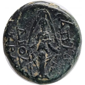 Phrygia, Apameia AE ca 88-40 BC, Diodo- and ...krate..., magistrates.Obv: Obv: Laureate head of Zeus right.Rev: AΠΑΜΕ / ΔΙΟΔΟ / ...KPATE..., Cult statue of Artemis Anaitis facing.Ref: Ref: SNG Copenhagen 175 var. (magistrate). AE. 8,7g.