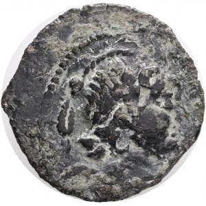 Antiochos VII (Seleucid King: 138-129 BC). AE bronze. Obv.: Bust of winged Eros right. Rev.: Headdress of Isis. Weight:5,14g