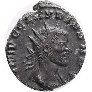 Claudius II Gothicus Billon Antoninianus. Rome, AD 268-269. IMP C CLAVDIVS AVG, radiate and draped bust to right, wearing paludamentum / IOVI STATORI, Jupiter standing facing, head to right, holding long sceptre and thunderbolt. MER-RIC temp #261; RIC V.1