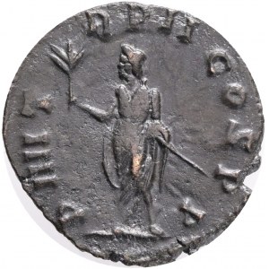 Claudius II Gothicus Billon Antoninianus. Rome, AD 269. IMP C CLAVDIVS AVG, radiate, draped and cuirassed bust to right / P M TR P II COS P P, emperor standing facing, head to left, holding branch and short sceptre. RIC V.1 10; MER-RIC 300 (temporary).Wei