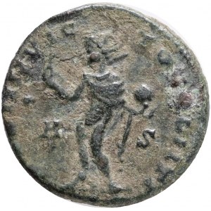 CONSTANTINE I. 307-337 AD. Æ Follis .Obv.: CONSTANTINVS P F AVG, laureate and cuirassed bust right. Rev.: SOLI INVIC-TO COMITI, Sol standing left, raising right hand and holding globe in left. AE 3,4 g