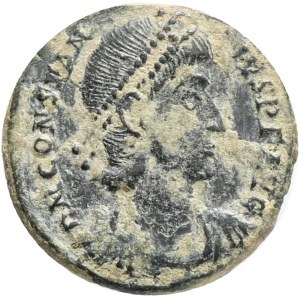 Constantius II (337-361 AD). Nicomedia,AE Centenionalis,Obv: D N CONSTANTIVS P F AVG Pearl-diademed, draped and cuirassed bust of Constantius II to right,Rev: FEL TEMP REPARATIO •SMNA. Helmeted soldier to left, shield on left arm, spearing fallen horseman