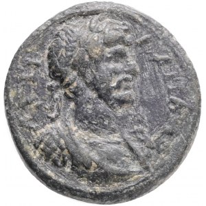 LYDIA. Nacrasa. Hadrian (117-138). Ae.Obv: AV TP AΔPIAN.Laureate and cuirassed bust of Hadrian right.Rev: NAKPACITΩN.Draped bust of Demos right.Ref.:RPC III 1804; SNG von Aulock 3037 var. (obv. legend); SNG Copenhagen 300 var. (same); BMC 19 var. (same). 