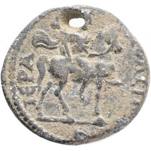 PHRYGIA. Hierapolis. Pseudo-autonomous (2nd-3rd centuries). Ae.Obv: ΓЄΡΟVСΙΑ.Laureate, veiled and draped bust of Gerousia right.Rev: ΙЄΡΑΠΟΛЄΙΤΩΝ.Apollo, holding bipennis, on horse trotting right.Ref.: RPC IV online 9789; SNG Copenhagen 434; BMC 79-81.AE.