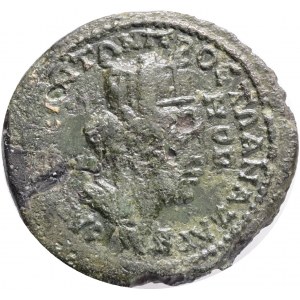CILICIA. Anazarbus. Antoninus Pius (138-161). Ae.Obv : ΑVΤ Κ Τ ΑΙΛ ΑΔΡ ΑΝΤΩΝΙΝΟС СЄΒ Є / Π - Π.Radiate head of Antoninus Pius right.Rev : KAICAPЄΩN TΩN ΠPOC TΩ ANAZAPB / ЄT - HOP.Turreted, veiled and draped bust of Tyche right.Ref.: RPC IV online 3628.4.A