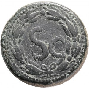 SYRIA. Seleucis and Pieria. Vespasian (69-79) Antioch. Ae.Obv : MP CAES VES(P) AVG P M COS IIII.Laureate head of Vespasian, rght.Rev : S C.In laurel wreath.Ref.: RPC II online 2006.AE. 14,43g.